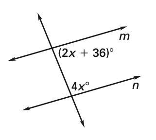 Find the measure of x that would make m∥n.-example-1