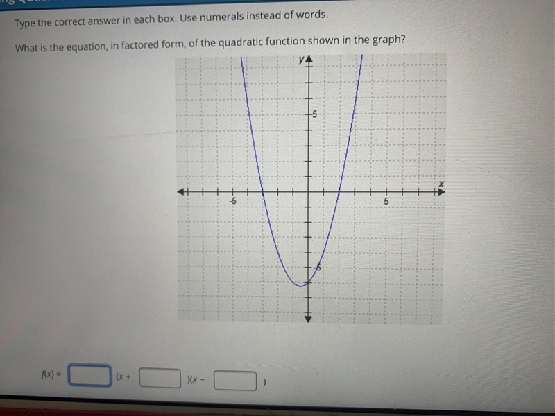 What is the equation, in factored form, of the quadratic functions shown in the graph-example-1