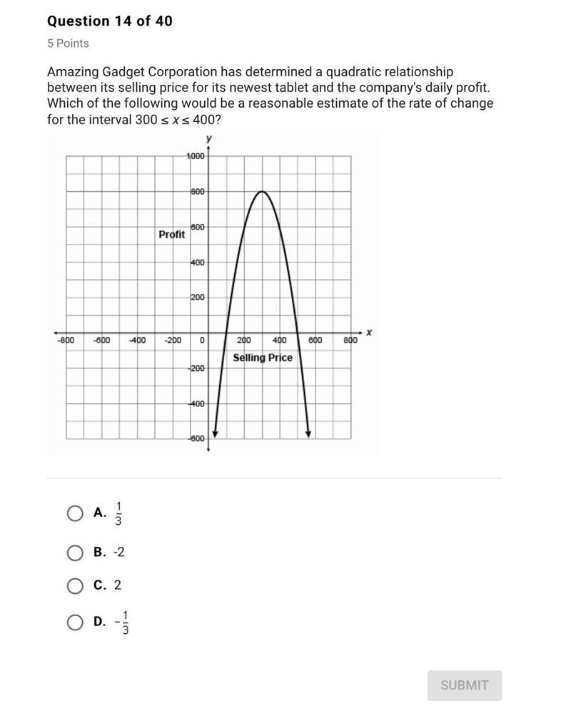 What is a reasonable estimate of the rate of change for the interval 300 <= x &lt-example-1