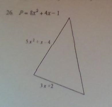 The measure of two sides of a triangle are given. If P is the perimeter, find the-example-1