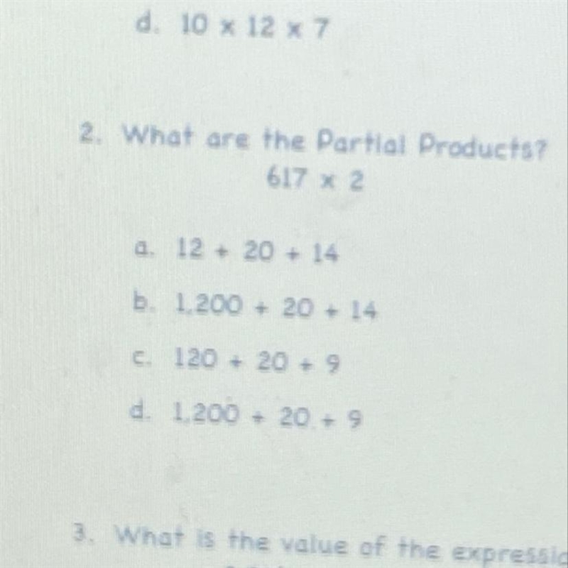 What are the partial products? 617 x 2-example-1