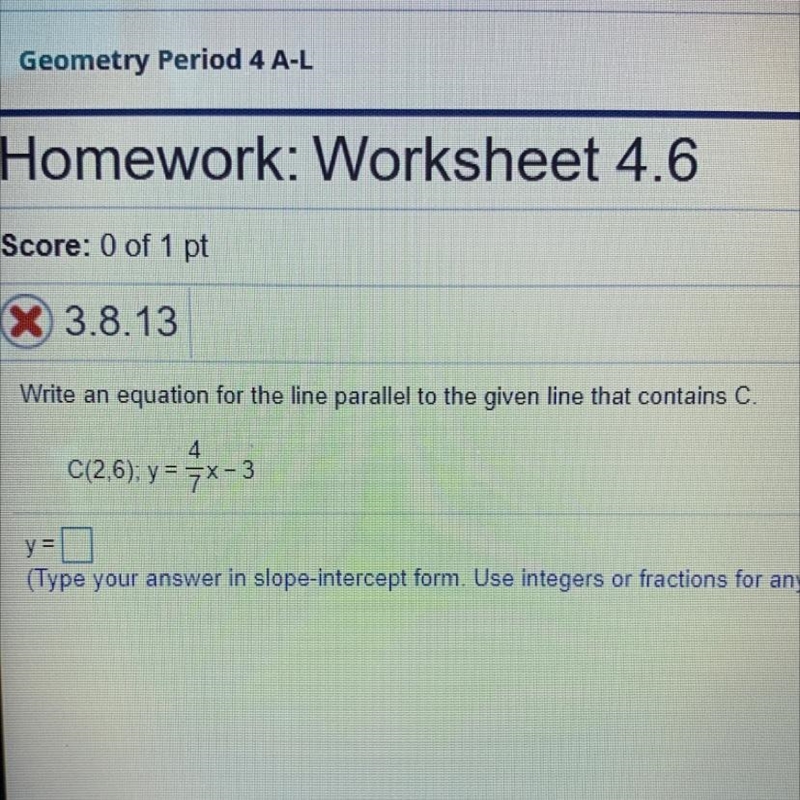 C(2,6); y = 7x - 3 help please-example-1