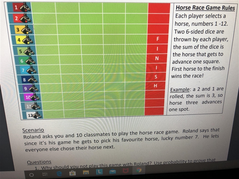 Probability Race game Read the whole thing even the scenario Question 2: Why is picking-example-1