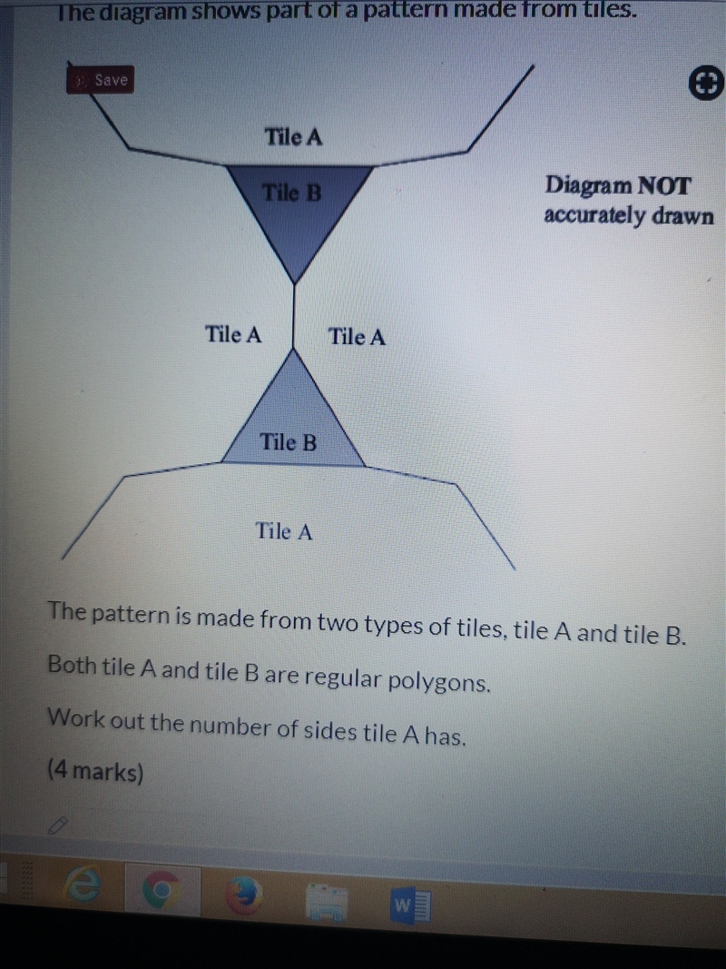 Work out the number of sides tile A has. Both tile A and tile B are regular polygons-example-1