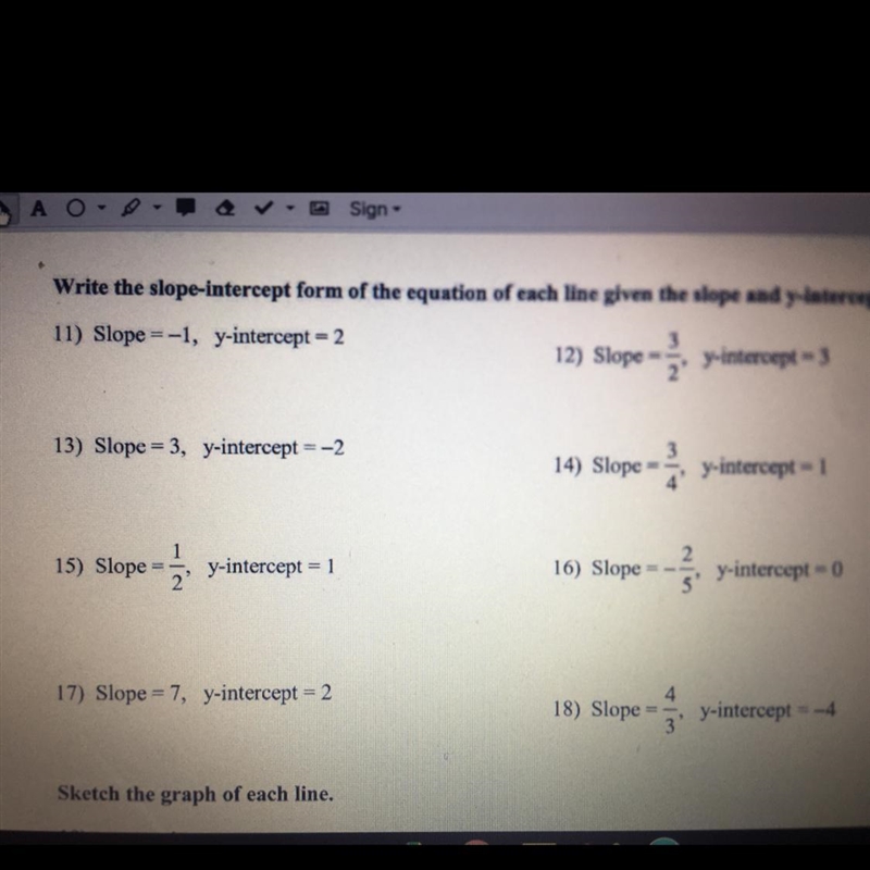 Write the slope intercept form of the equation of each line given the slope and y-example-1