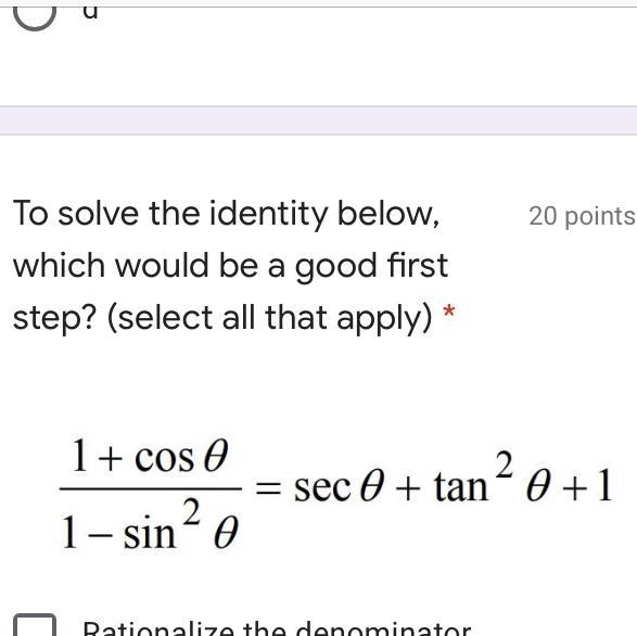 I NEED HELP PLEASE ANSWER Multiple Choice: - Rationalize the denominator - Convert-example-1