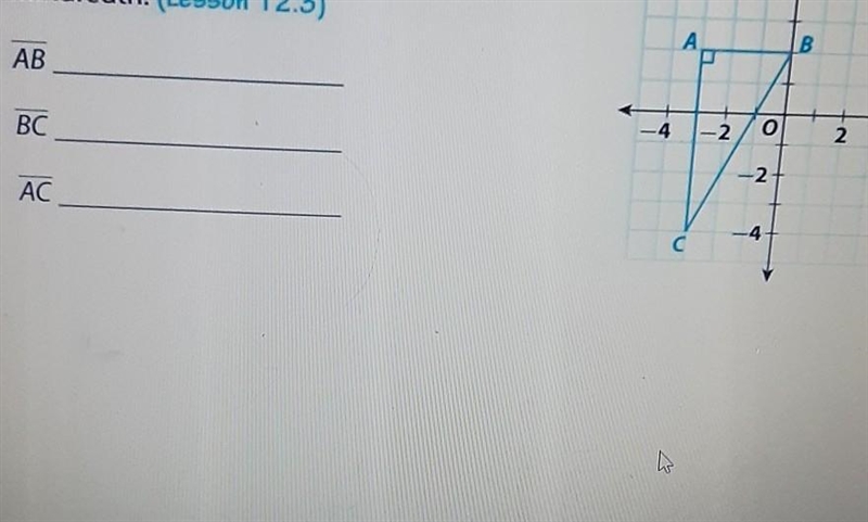 Find the lenth of each side of the Triangle abc. if necessary, round to the nesrest-example-1