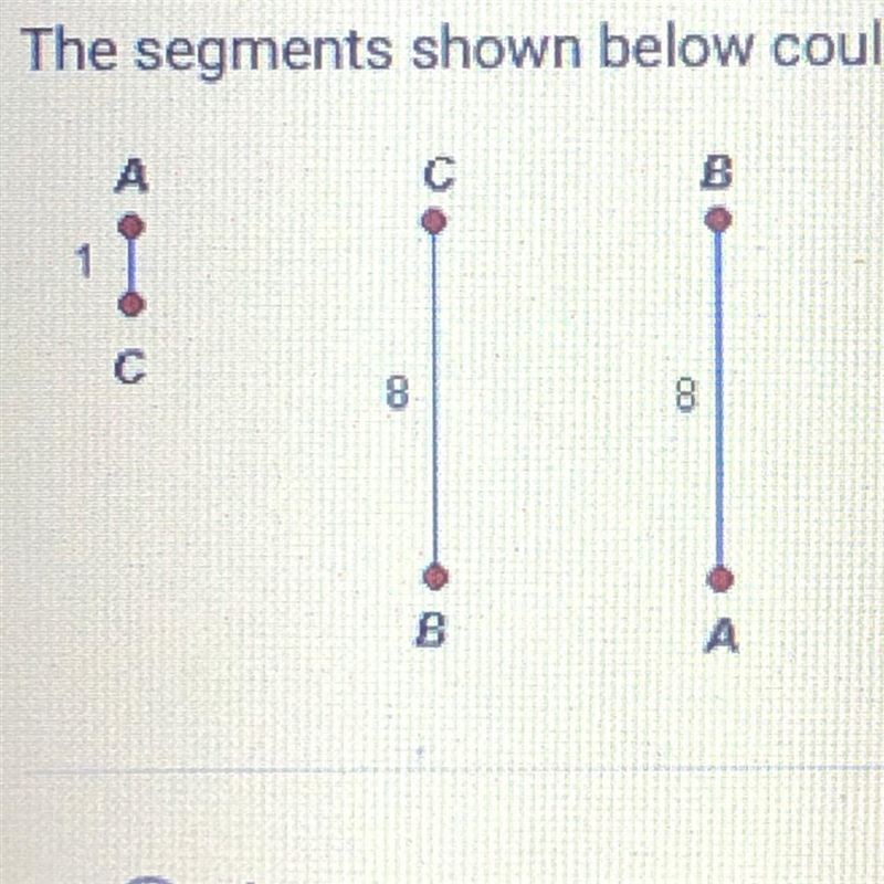 PLEASE HELP! The segments shown below could form a triangle A. True B. False-example-1