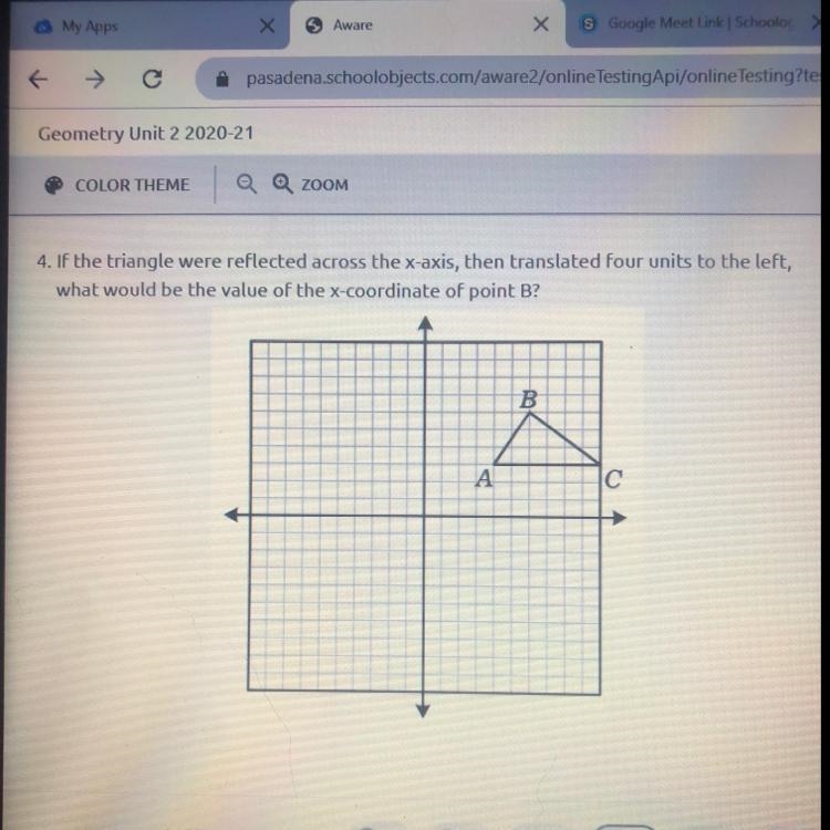 If the triangle were reflected across the x-axis, then translated four units to the-example-1