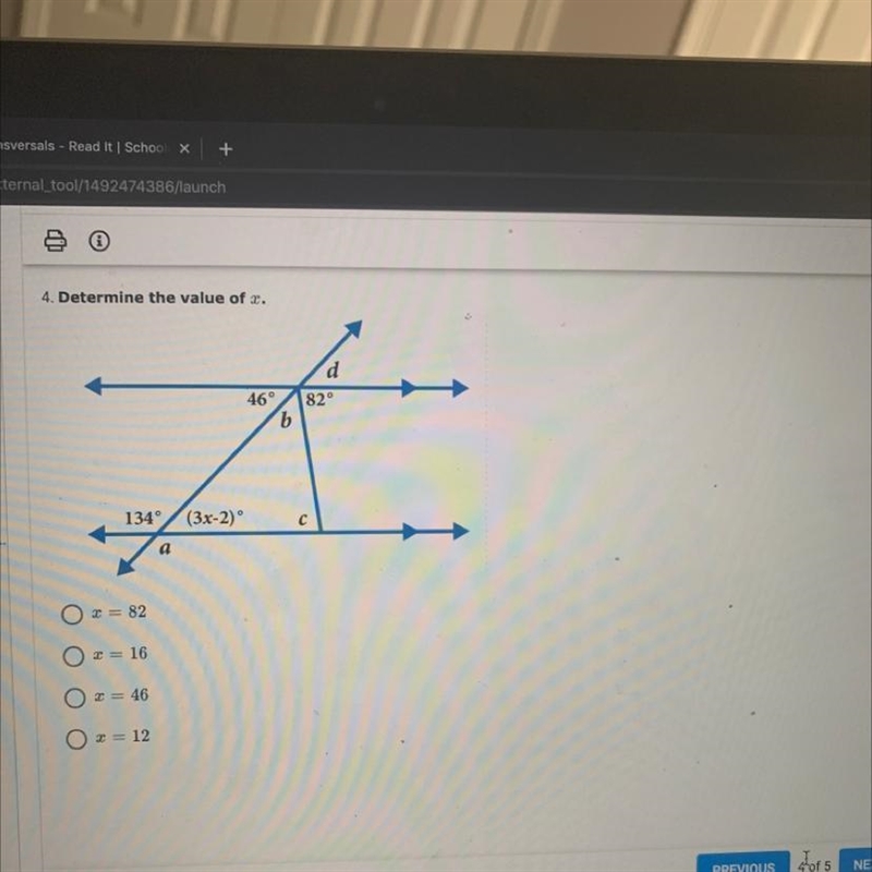 4. Determine the value of x.-example-1