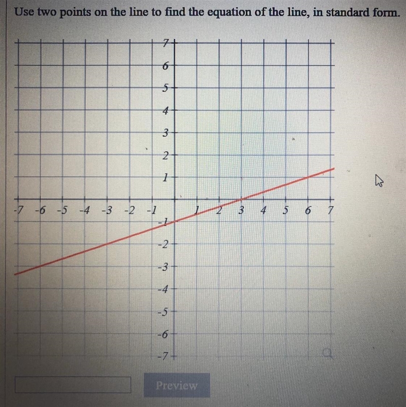 Use two points on the like to find the equation of the line in standard form-example-1