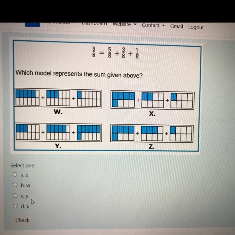 Which model represents the sum given above-example-1