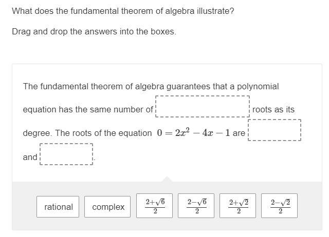 What does the fundamental theorem of algebra illustrate?-example-1