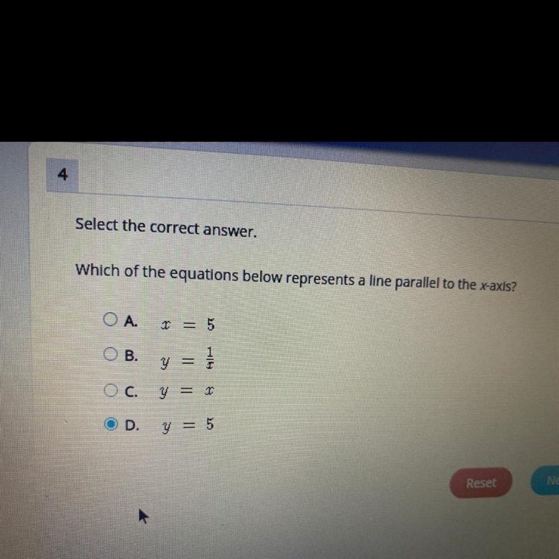 Which of the equations below represents a line parallel to the x-axis-example-1