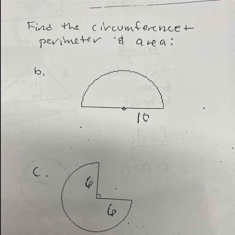 Find the circumference, perimeter, and area.-example-1