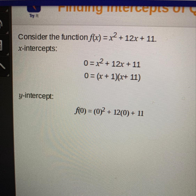 What are the intercepts of the function? The x-intercepts are The y-intercept is-example-1