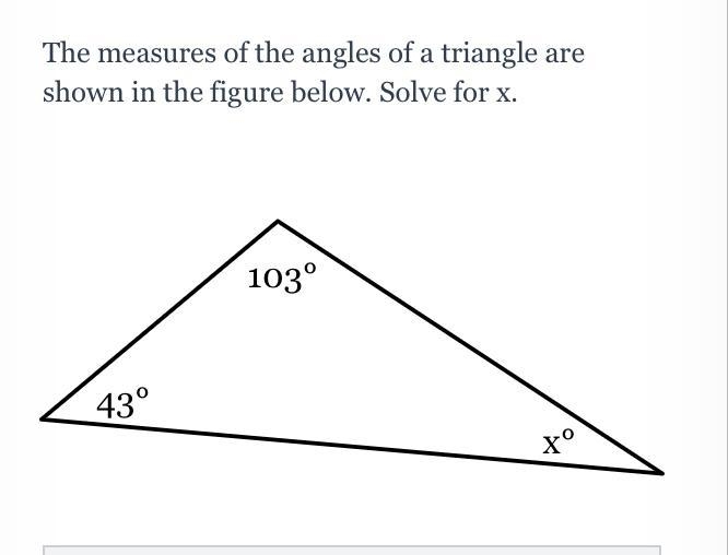 The measures of the angles of a triangle are shown in the figure below. Solve for-example-1