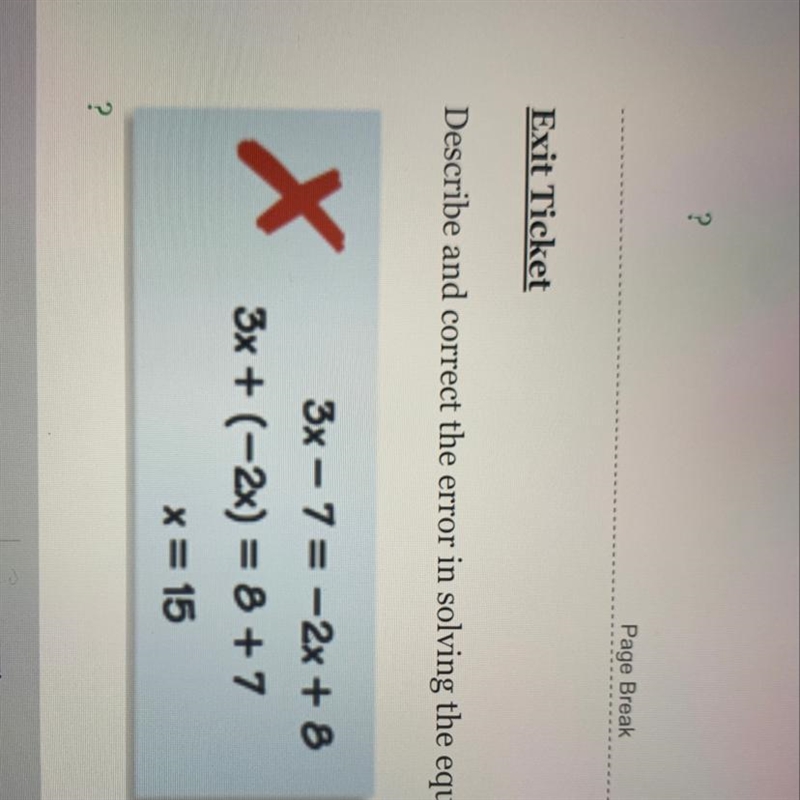 Plz help!!! Describe and correct the error in solving the equation...-example-1