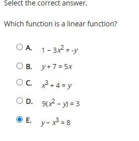 Can someone help me with this question? Which function is a linear function?-example-1