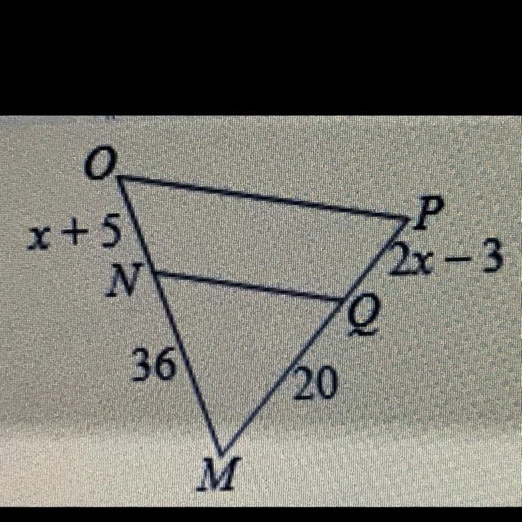 What is the value of x, given that OP||NQ ?-example-1