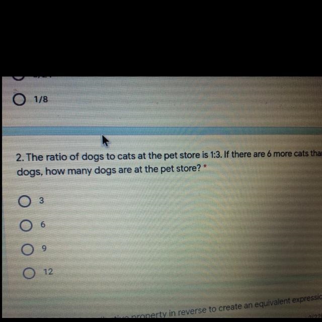 The ratio of dogs to cats at the pet store is 1:3 if there are 6 more cats than dogs-example-1