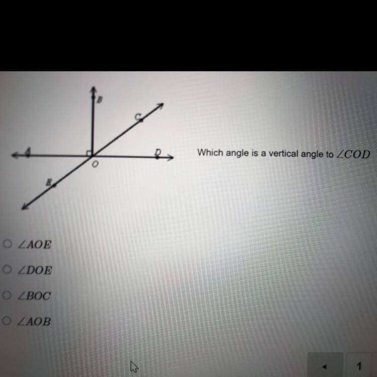 Which angle is a vertical angle to-example-1