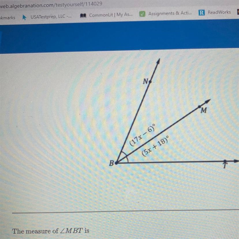 The measure of angle MBT ?-example-1