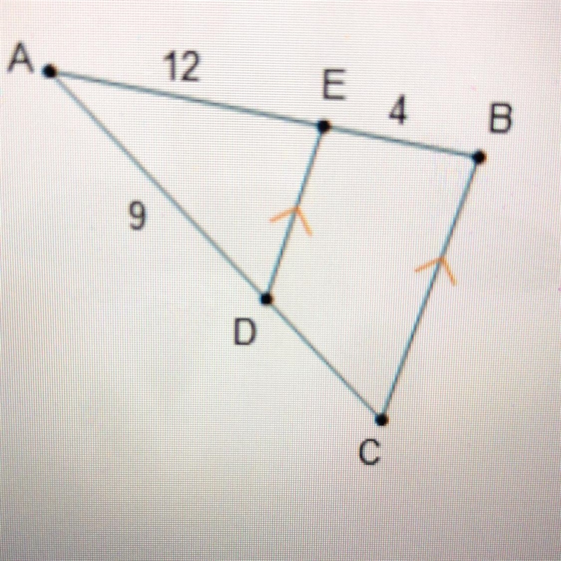 What is the length of DC? O 2 units O 3uníts O 6uníts O 9 unit-example-1