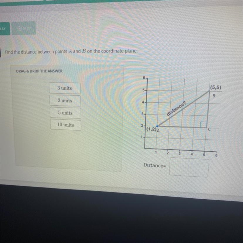 Find the distance between points A and B on the coordinate plane.-example-1