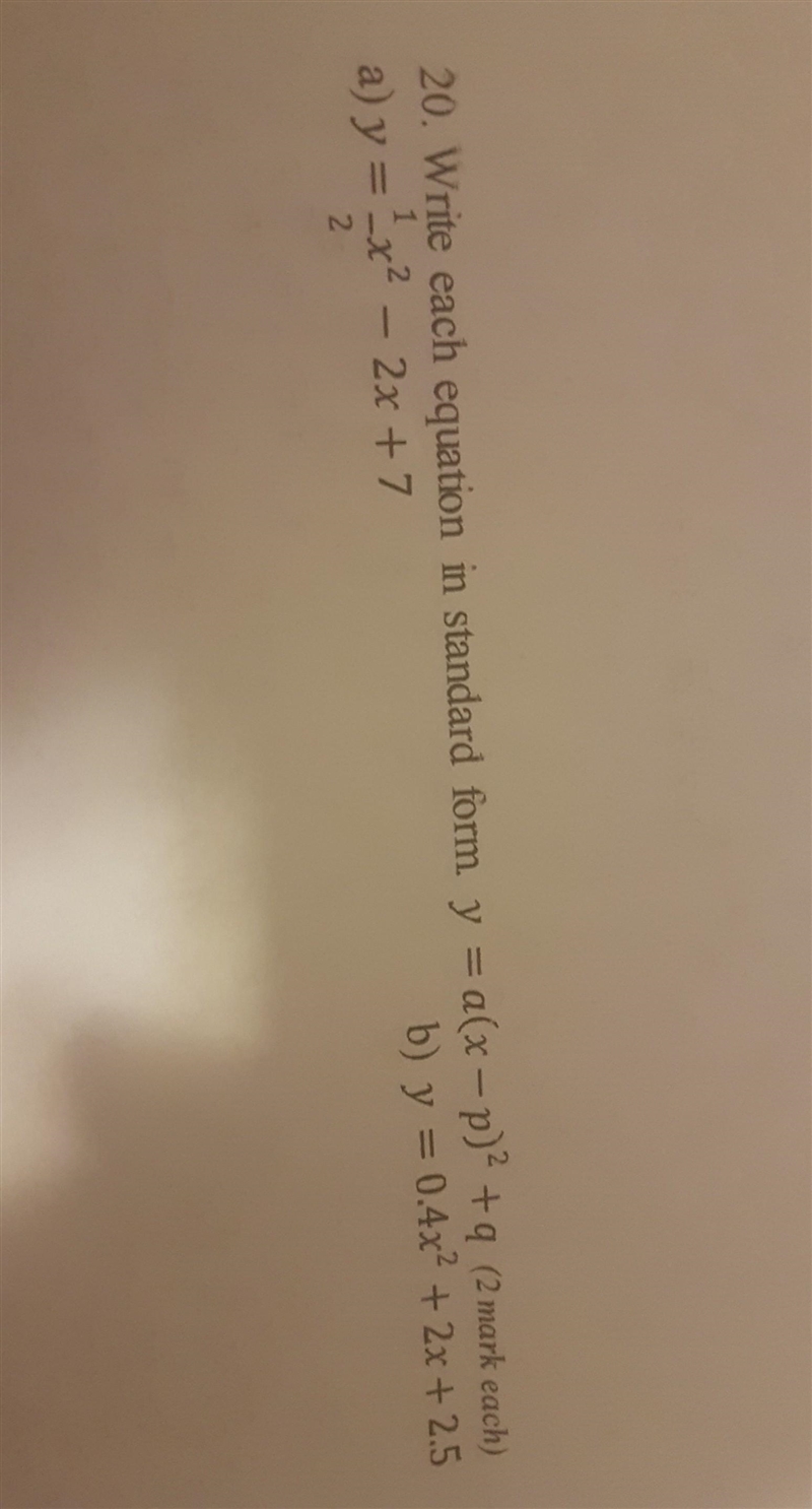 Y = 0.4x^2 + 2x + 2.5 please help!! ​-example-1