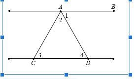 Given: Triangle ACD is isosceles; <1 is congruent to <3 Prove: Segment AB || Segment-example-1