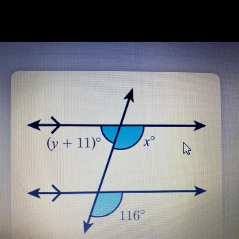 (y + 11)° x° 116° Solve for x-example-1