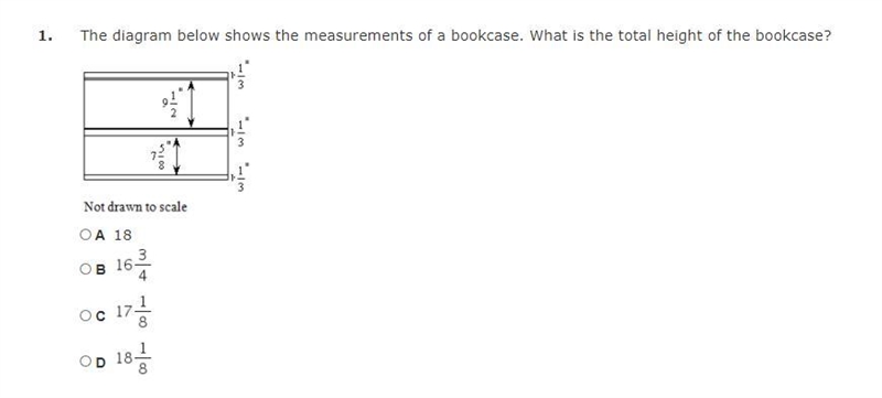 The diagram below shows the measurements of a bookcase. What is the total height of-example-1