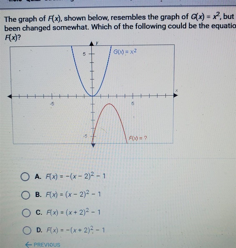 The graph of F(x), shown below, resembles the graph of G(x) = x, but it has been changed-example-1