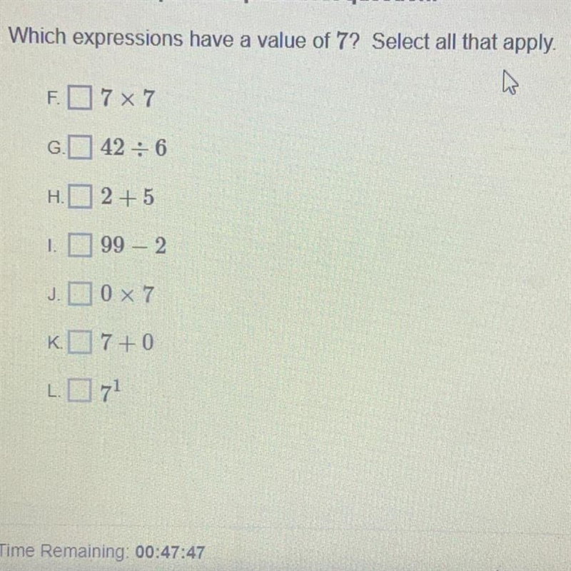 Which expressions have a value of 7? Select all that apply.-example-1