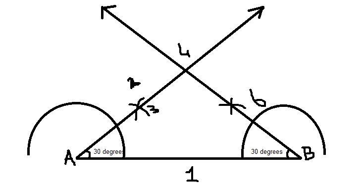 Construct the following isosceles triangle when mAB= 5cm and m∠A= 40 degrees answer-example-1