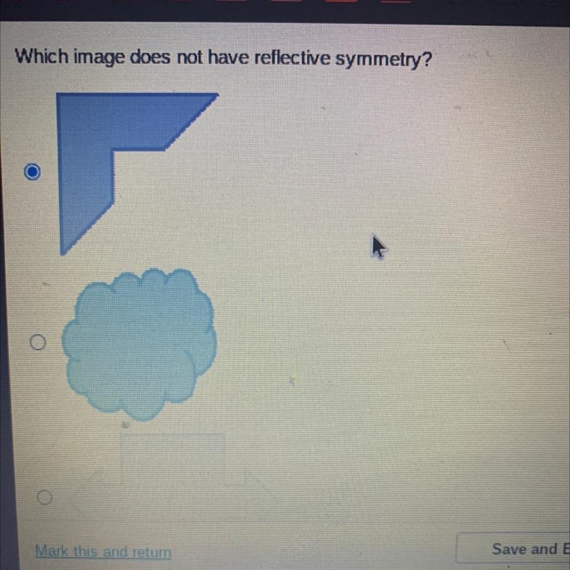 Which image does not have reflective symmetry????? 100 points!!-example-1