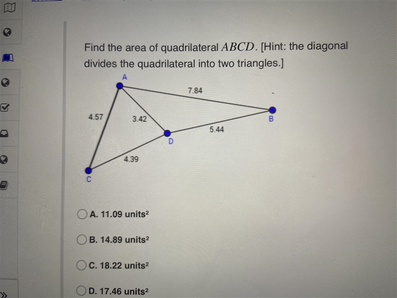 Find the area of quadrilateral ABCD.-example-1