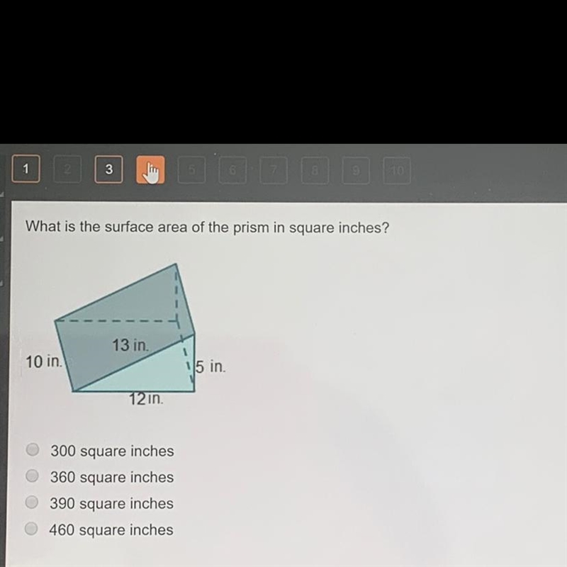 What is the surface area of the prism in square inches?-example-1