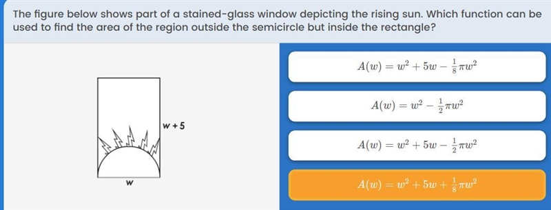 The figure below shows part of a stained glass window depicting the rising sun which-example-1