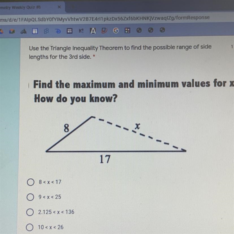 Use the triangle inequality theorem-example-1