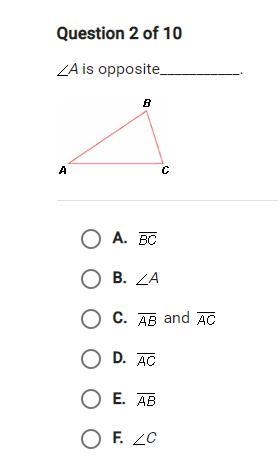 What is the answer? ∠A is opposite-example-1