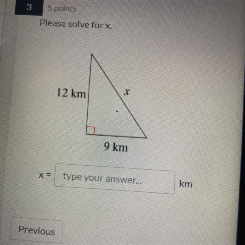 Please solve forx 11 12 km 9 km type your answer... km-example-1