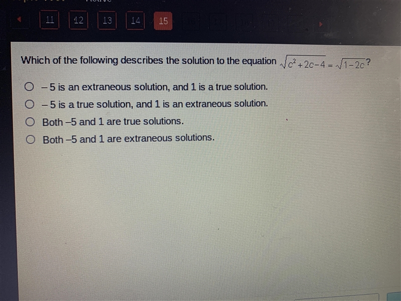 HELPP!! Which of the following describes a solution to the equation-example-1