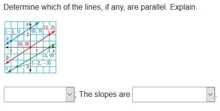 Determine which of the lines, if any, are parallel. Explain-example-1