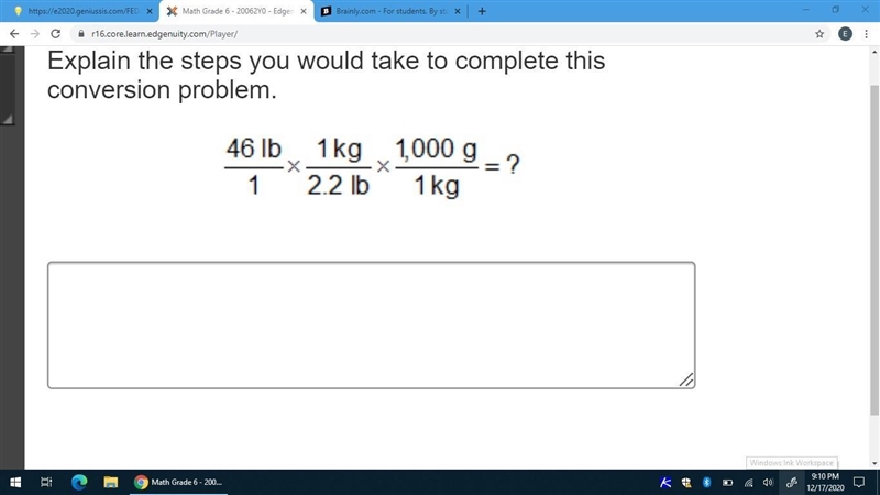 Explain the steps you would take to complete this conversion problem. might be the-example-1