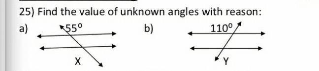 25) Find the value of unknown angles with reason ​-example-1