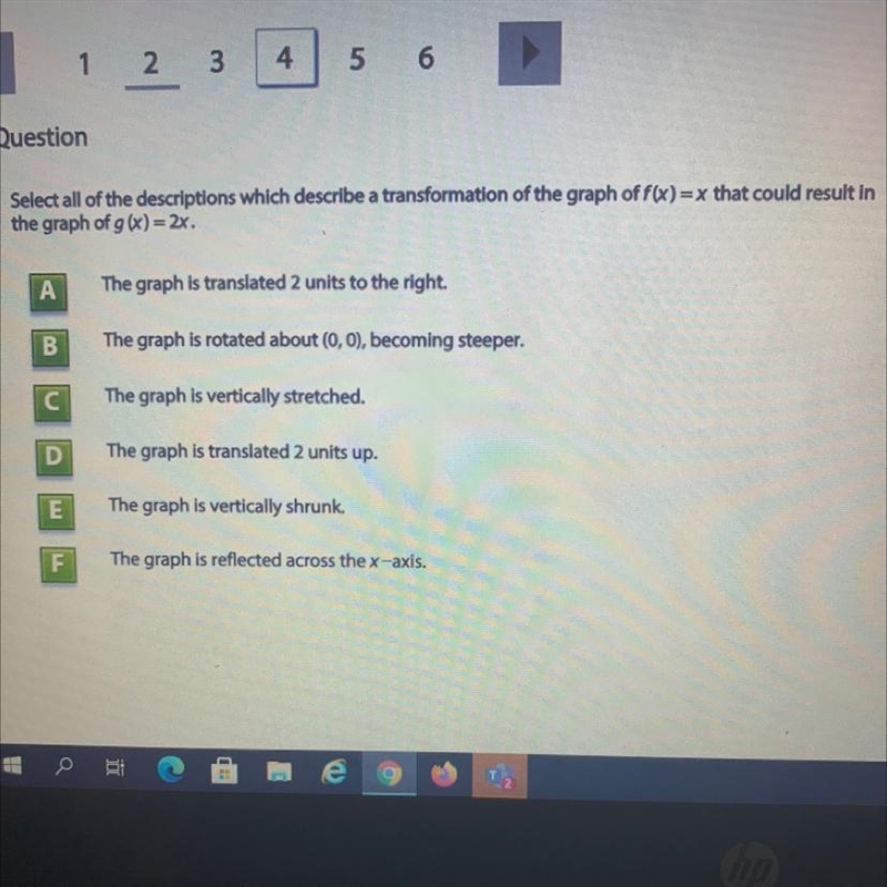 Select all of the descriptions which describe a transformation of the graph of f(x-example-1