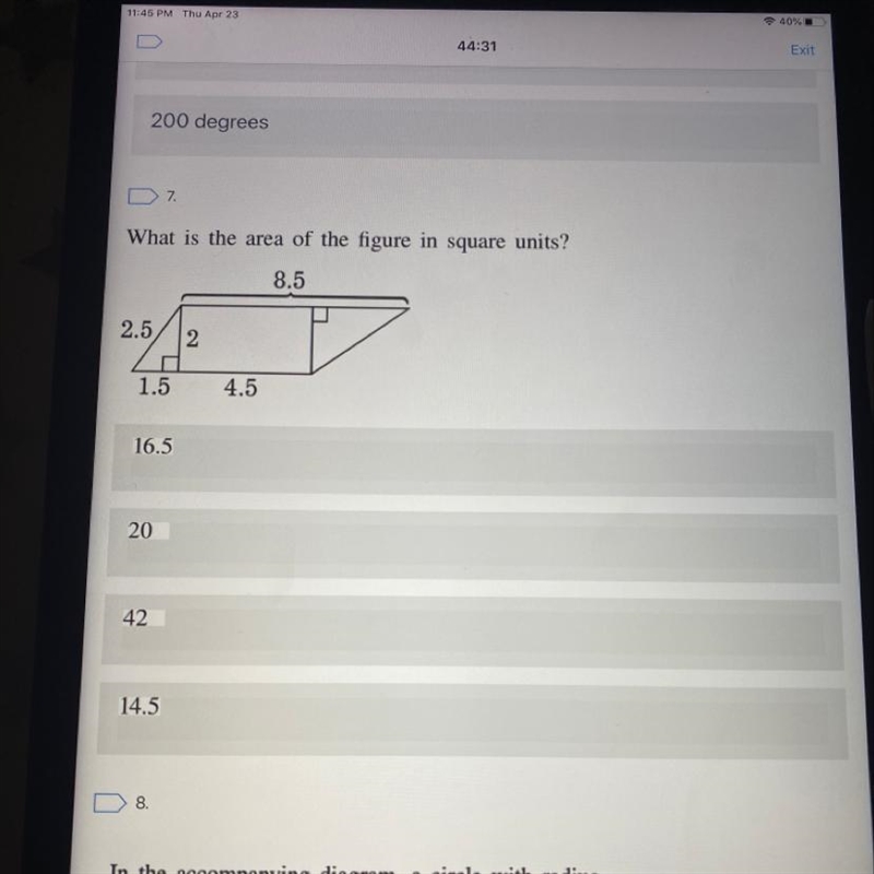 I have the are of the rectangle, but how can I find the area of the triangle?-example-1