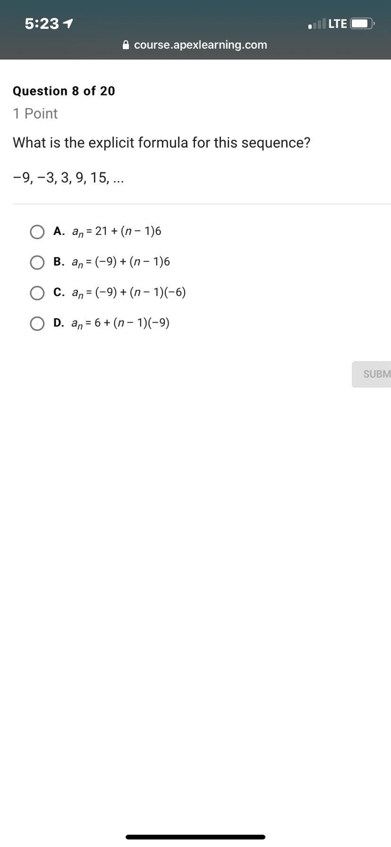 What is the explicit formula for this sequence ? -9,-3,3,9,15,...-example-1